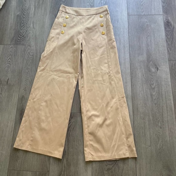 kasia tan sailor high waisted wide leg trouser pants size small new - Picture 1 of 3